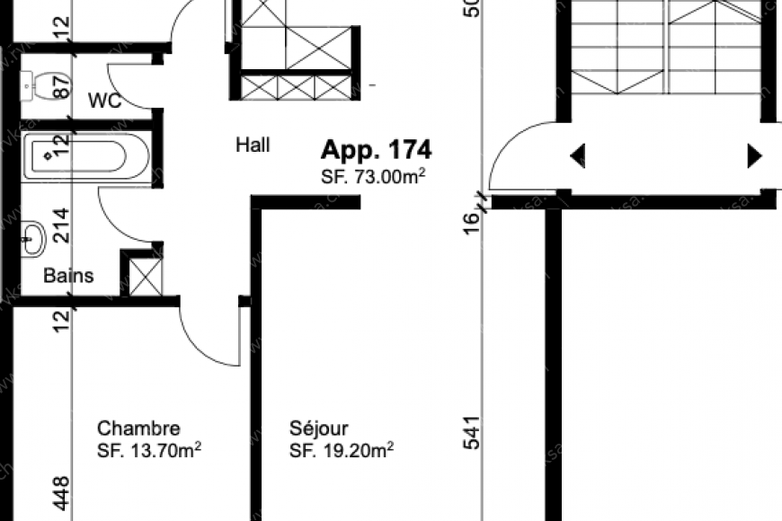 Appartement de 3.5 pièces, 73 m2, à Les Geneveys-sur-Coffrane Appartement de 3.5 pièces, 73 m2, à Les Geneveys-sur-Coffrane - Plan objet locatif