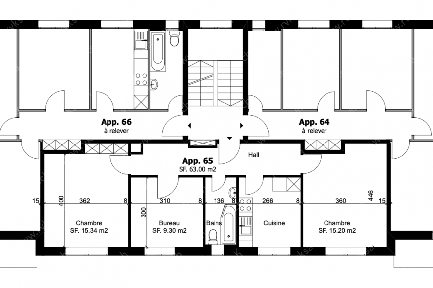 Appartement de 3 pièces, 66 m2, à Les Geneveys-sur-Coffrane Appartement de 3 pièces, 66 m2, à Les Geneveys-sur-Coffrane - Plan objet locatif