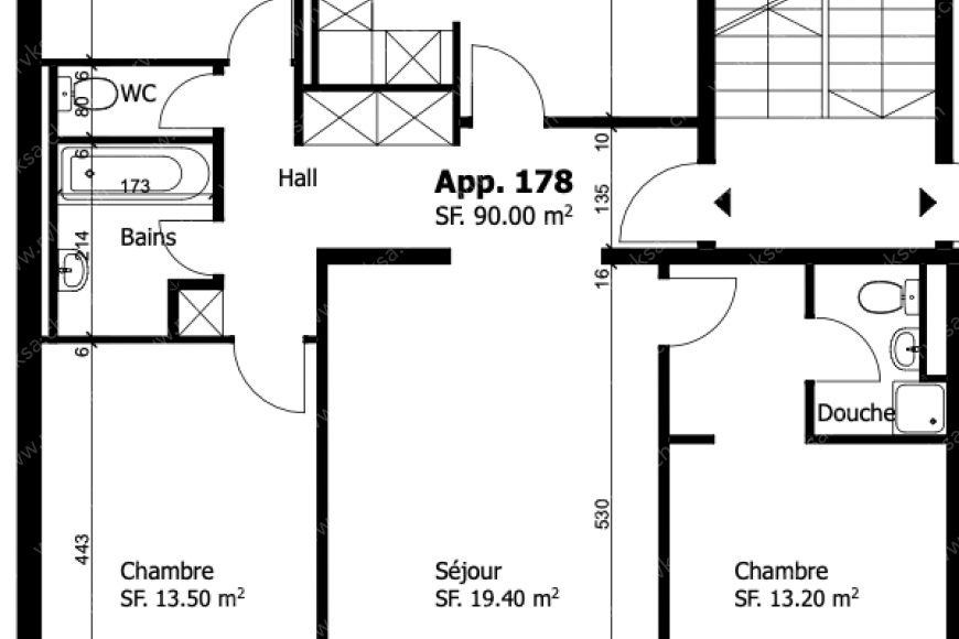Appartement de 4 pièces, à Les Geneveys-sur-Coffrane Appartement de 4 pièces, à Les Geneveys-sur-Coffrane - Plan objet locatif