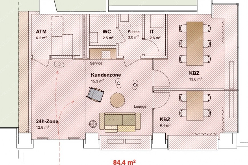 Local commercial de 1 pièce, 85 m2, à La Chaux-de-Fonds Local commercial de 1 pièce, 85 m2, à La Chaux-de-Fonds - Plan objet locatif