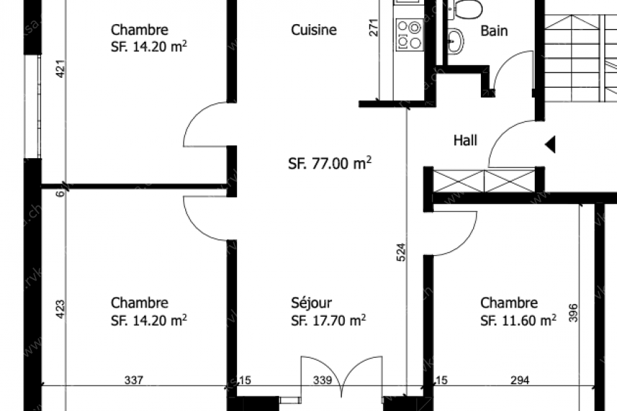 Appartement de 4 pièces, à Coffrane Appartement de 4 pièces, à Coffrane - Plan objet locatif