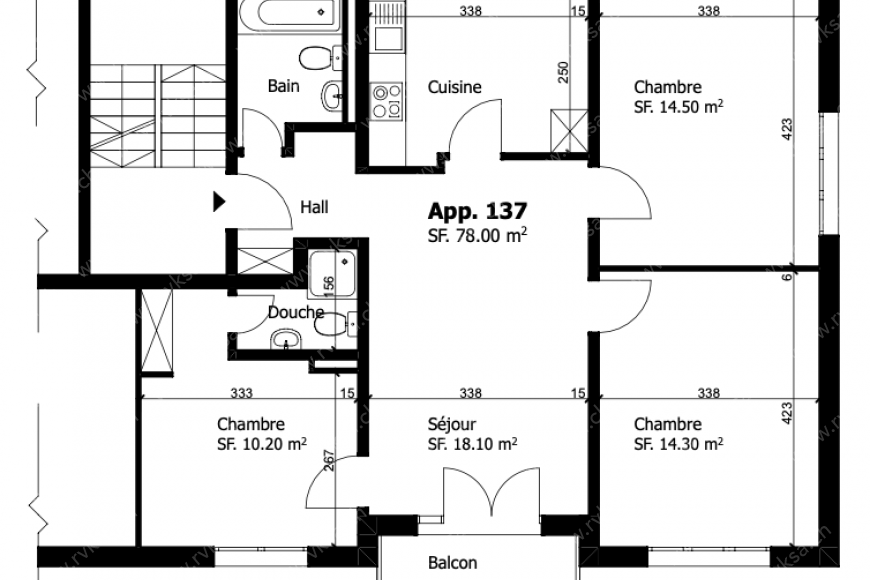Appartement de 4 pièces, 78 m2, à Coffrane Appartement de 4 pièces, 78 m2, à Coffrane - Plan objet locatif