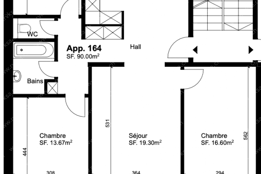 Appartement de 4 pièces, 90 m2, à Les Geneveys-sur-Coffrane Appartement de 4 pièces, 90 m2, à Les Geneveys-sur-Coffrane - Plan objet locatif