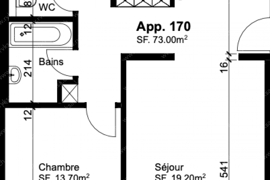 Appartement de 3 pièces, 73 m2, à Les Geneveys-sur-Coffrane - Plan objet locatif 