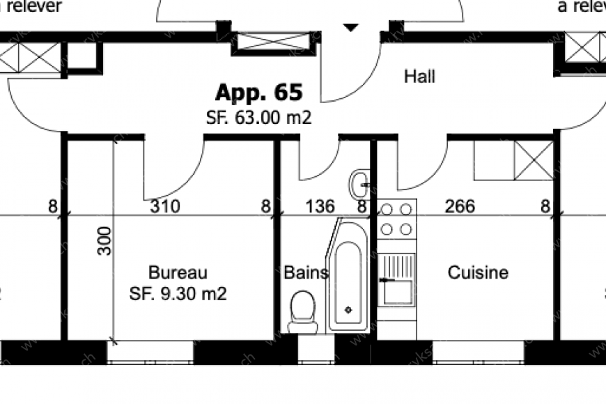 Appartement de 3 pièces, 61 m2, à Les Geneveys-sur-Coffrane Appartement de 3 pièces, 61 m2, à Les Geneveys-sur-Coffrane - Plan objet locatif