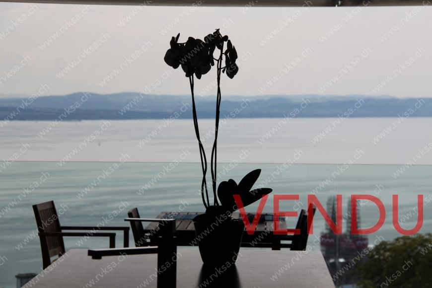 Vue sur terrasse depuis cuisine