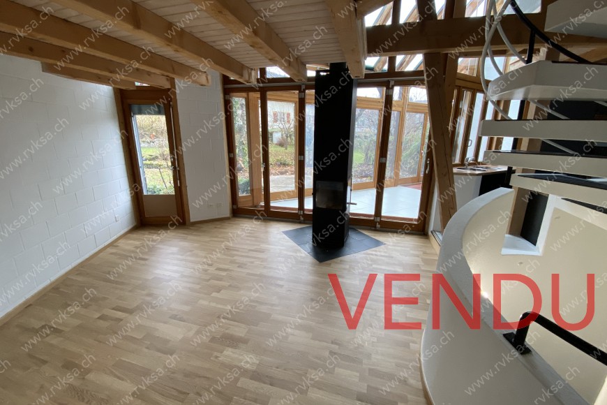 Rez-de-jardin - Séjour avec poêle